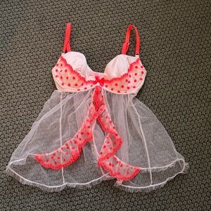 NWT Victoria’s Secret Pink Mesh Polka Dot Patterned Lingerie Top